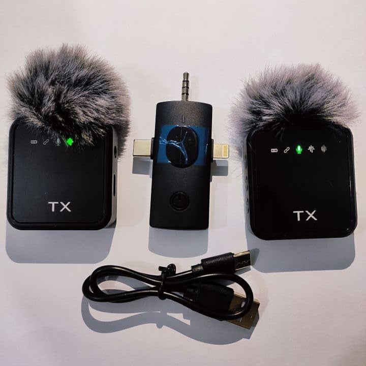 VRJTEC 3-in-1 Wireless Microphone | Mic for iPhone, Android & Camera | LED Display, 164ft Range, Noise Reduction, Mute & Reverb | Perfect for YouTube, Live Streaming & Vlogging – Black - Image 2