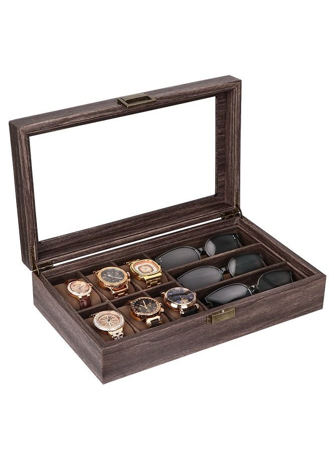 9-Slot Watch Glasses Box Watch Case Jewelry Box Gift Holder Jewelry Display Box Case Drawer Sunglasses Storage Earrings Storage Organizer for Men (Brown) - pzsku/ZFC236BBE35099C15EBF4Z/45/_/1684294973/c19c0a18-5d83-4220-a7ea-8a680776cbb8