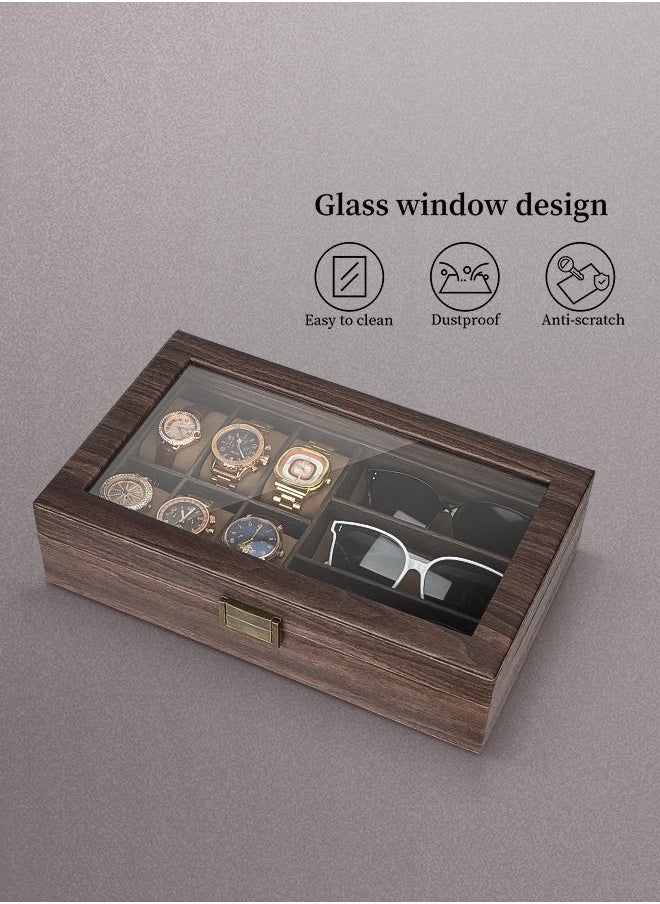 9-Slot Watch Glasses Box Watch Case Jewelry Box Gift Holder Jewelry Display Box Case Drawer Sunglasses Storage Earrings Storage Organizer for Men (Brown) - pzsku/ZFC236BBE35099C15EBF4Z/45/_/1685071547/2c25203a-8ecf-4a81-b34f-1411274b71e4