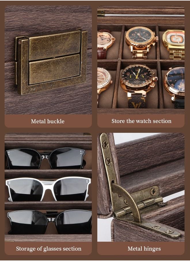 9-Slot Watch Glasses Box Watch Case Jewelry Box Gift Holder Jewelry Display Box Case Drawer Sunglasses Storage Earrings Storage Organizer for Men (Brown) - pzsku/ZFC236BBE35099C15EBF4Z/45/_/1685071548/0dd0d156-3b1f-4b1b-9280-6a8bc5452ad9