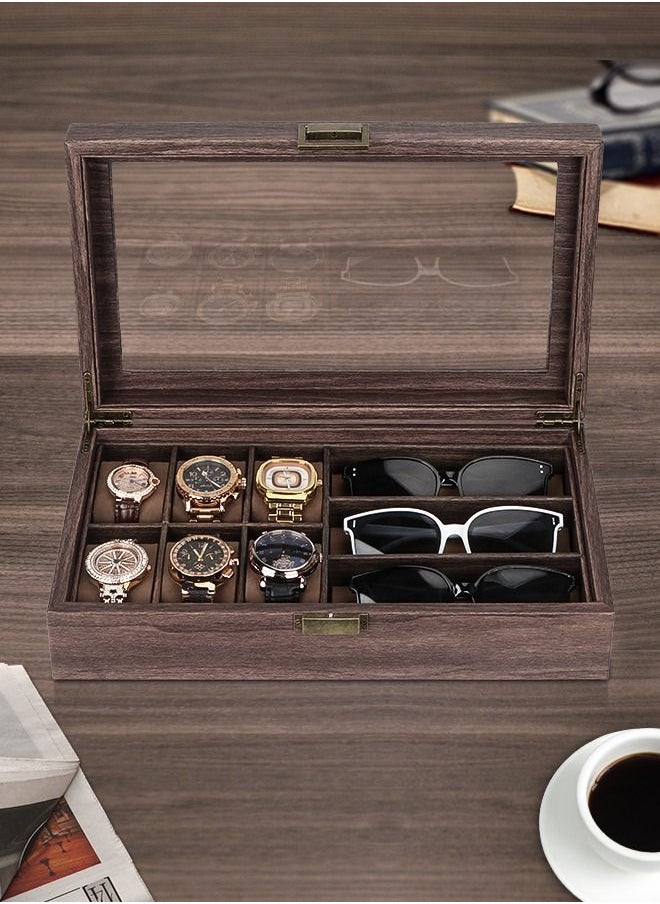 9-Slot Watch Glasses Box Watch Case Jewelry Box Gift Holder Jewelry Display Box Case Drawer Sunglasses Storage Earrings Storage Organizer for Men (Brown) - pzsku/ZFC236BBE35099C15EBF4Z/45/_/1685071549/777635c6-0c3b-46d0-8092-8975ed309f74