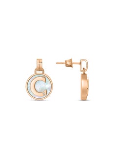 CERRUTI 1881 Circulo Earrings – Rose Gold with Mother of Pearl & Crystals – Minimalist & Elegant Design for Women  - Image 1