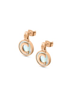 CERRUTI 1881 Circulo Earrings – Rose Gold with Mother of Pearl & Crystals – Minimalist & Elegant Design for Women  - Image 2