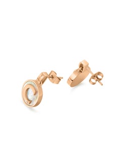 CERRUTI 1881 Circulo Earrings – Rose Gold with Mother of Pearl & Crystals – Minimalist & Elegant Design for Women  - Image 3