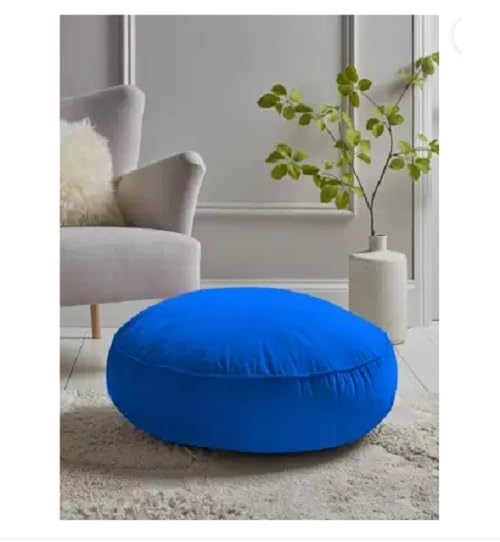 Round Cushion Pillow for Tub Car Office Chair Balcony Bedroom 40 x 40 cm Microfibre Solid Cushion Pack of 2 Blue  - Image 2