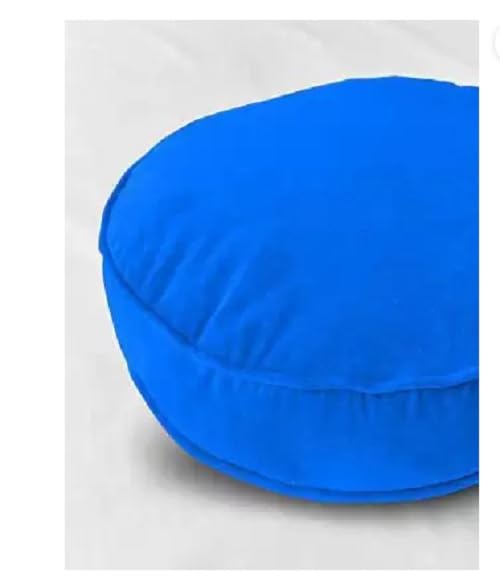 Round Cushion Pillow for Tub Car Office Chair Balcony Bedroom 40 x 40 cm Microfibre Solid Cushion Pack of 2 Blue  - Image 3