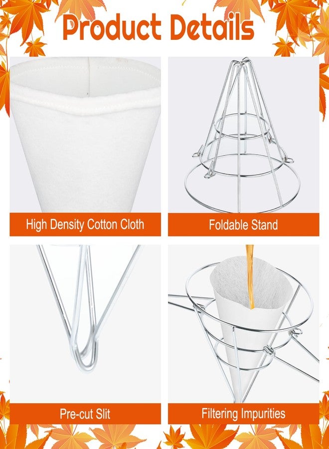 Hlimior 12 Pcs Maple Syrup Filter Set Includes 9.4 Inch Deep Stainless Steel Fryer Oil Filter Stand 1 Heavy Duty Maple Syrup Filter 10 Pre Filters Cones for Maple Syrup Making Supplies - Image 5