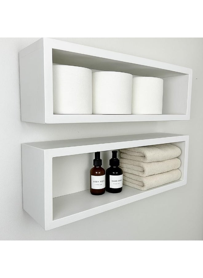 Horoof Home Horoof Home® Floating Rectangle Wall Shelf – Rustic Wooden Bathroom & Kitchen Storage  - Image 4