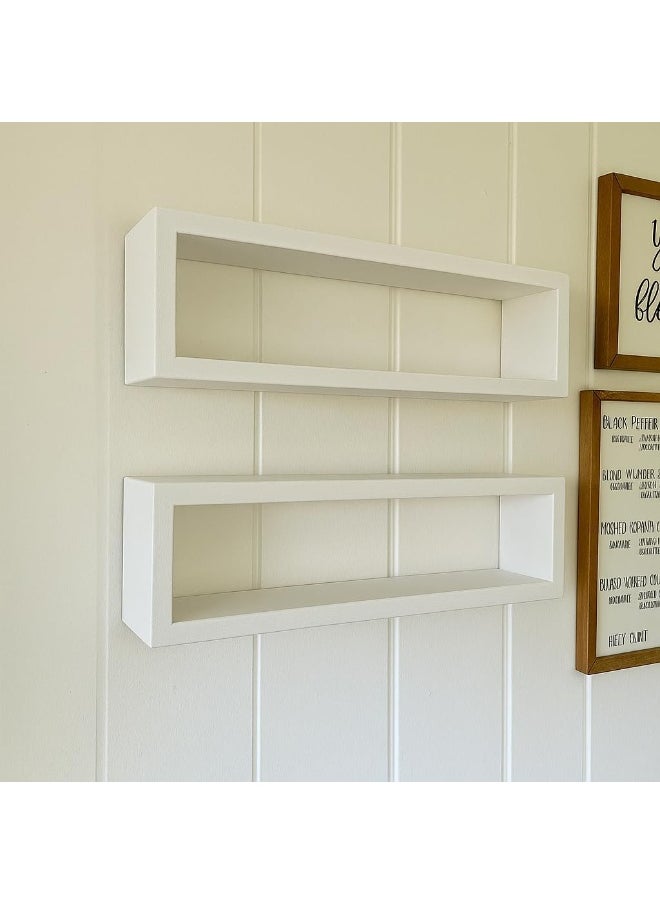 Horoof Home Horoof Home® Floating Rectangle Wall Shelf – Rustic Wooden Bathroom & Kitchen Storage  - Image 2