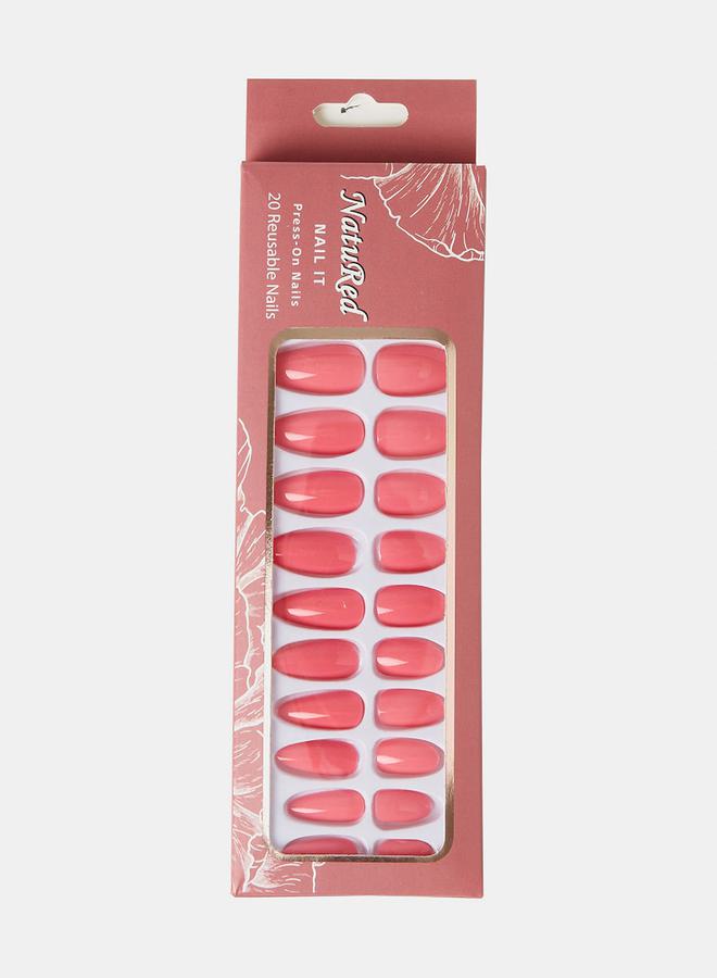 NatuRed Nail It Press-On Nails, Rosy Pink
