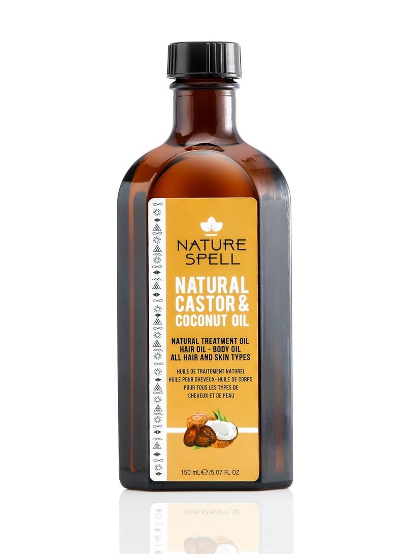 نايتشر سبيل زيت الخروع وجوز الهند من Nature Spell – لنمو الشعر والرموش والحواجب والعناية بالبشرة – 150 مل - Image 1