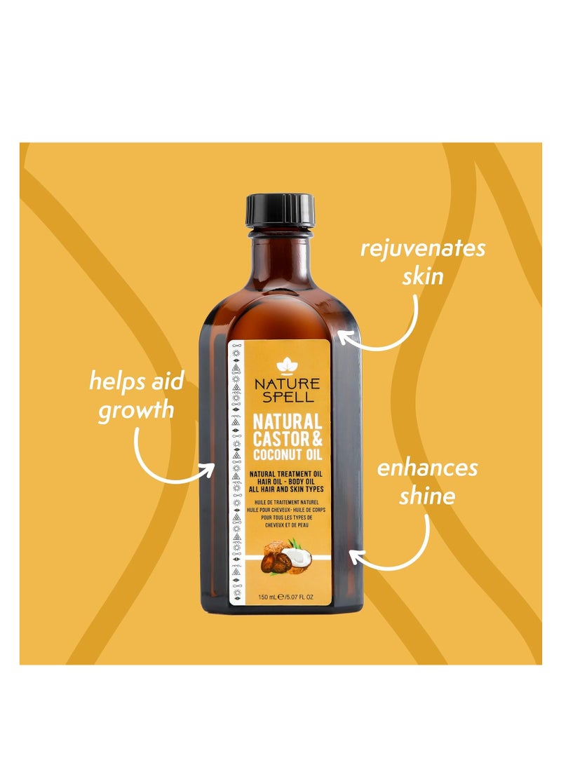 نايتشر سبيل زيت الخروع وجوز الهند من Nature Spell – لنمو الشعر والرموش والحواجب والعناية بالبشرة – 150 مل - Image 2