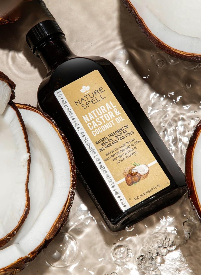 نايتشر سبيل زيت الخروع وجوز الهند من Nature Spell – لنمو الشعر والرموش والحواجب والعناية بالبشرة – 150 مل - Image 4