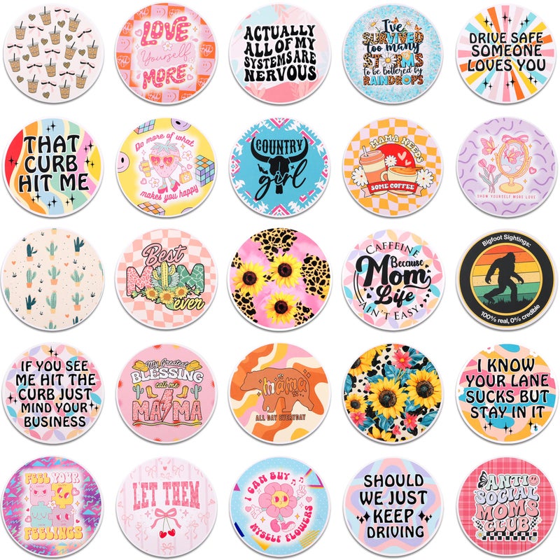MUBYOK M506 3inch 100pcs Car Freshies Cardstock Cutouts Round for Circles Silicone Molds & Aroma Beads Accessories Supplies, Funny Quote, Western, Mama,Pink bow,Drive - Image 3