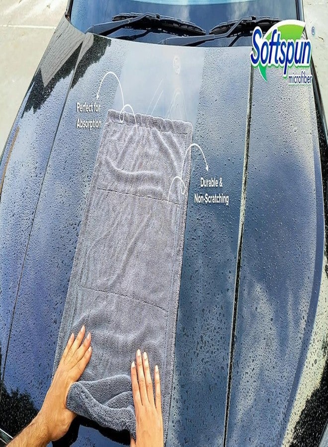 SOFTSPUN Microfiber Cloth for Car 1600 GSM 40x60 cms 1 Pcs Aqua Blue & Grey Twisted Loop Super Absorbent Towel - Edgeless Design with Plush Pile and Lint Free Cloth for Drying and Detailing. - Image 2