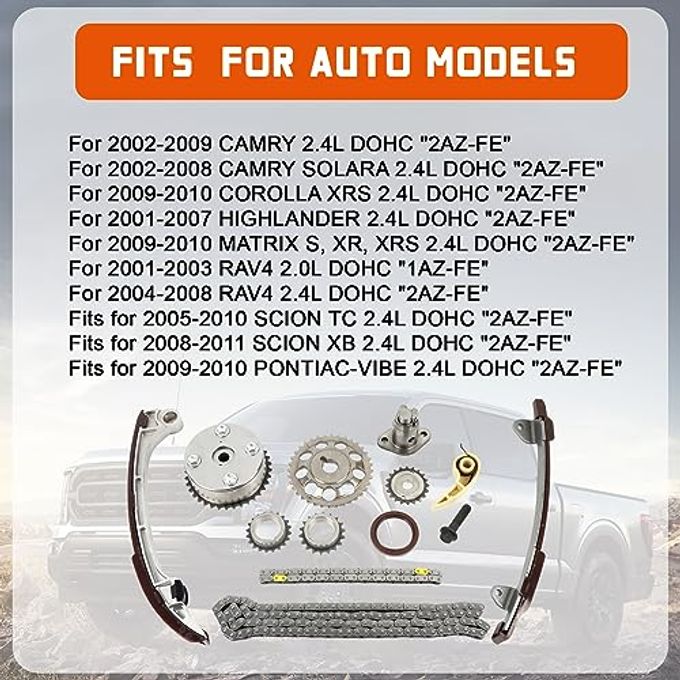 Daysyore Engine Timing Chain Kit Fits for 2001-2011 Camry Corolla Xrs Highlander Matrix Rav4 Solara 2.4L for Scion TC XB 2.4L for Pontiac VIBE 2.4L for Lexus HS250H 2.4L Engine, With 1 Year Warranty - Image 5