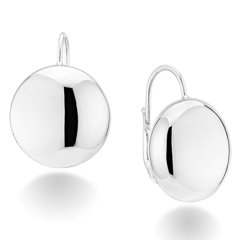 Miabella 925 Sterling Silver Italian High Polished Round Dome Button Bead Ball Statement Leverback Earrings for Women, Made in Italy (12mm) - Image 1