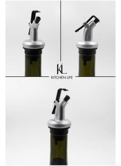 Kitchen Life 2 قطعة موزع زيت 750 مل زجاجة زيت زجاجية طقم موزع زيت المطبخ وزيتون مع حامل خشبي وملصق  - Image 3
