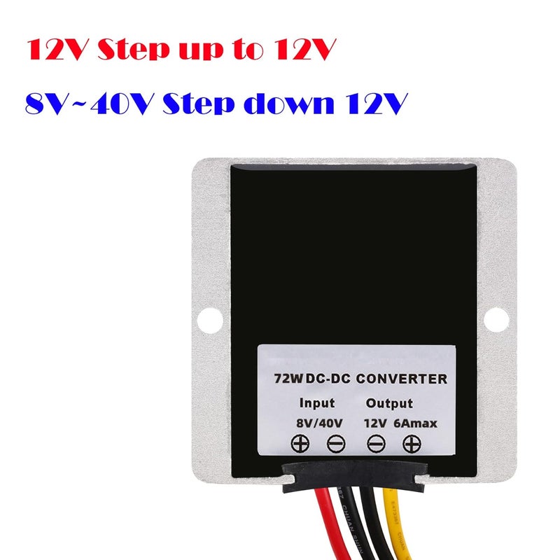 MGGi محول DC 8V-40V إلى 12V 6A 72W، محول رفع وخفض منظم الجهد، محول طاقة معزز للجهد، محول مقاوم للماء مخفض للجهد لعربة الغولف والنادي والشاحنة والمركبة - Image 2