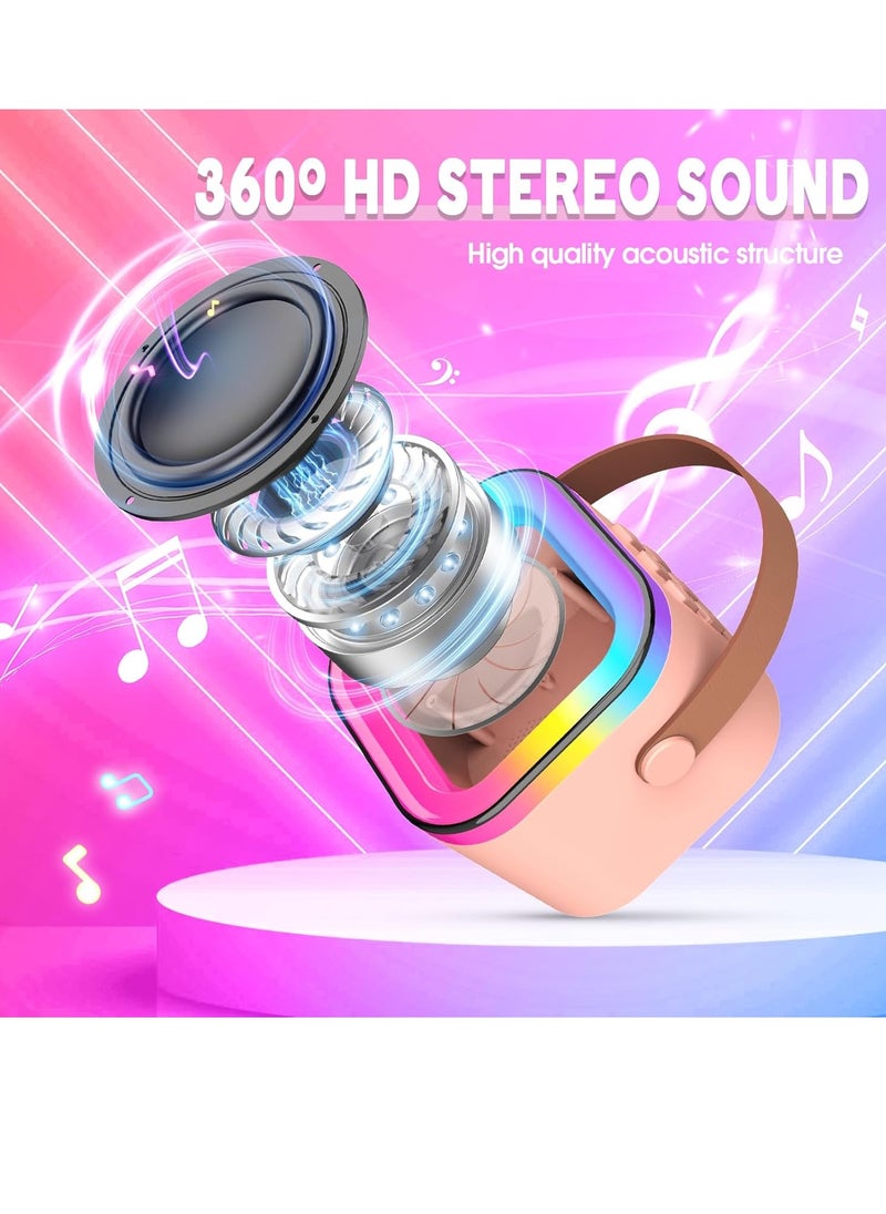 LIVVY Mini Karaoke Machine for Kids Girls,Toys Birthday Gifts for Ages 4 5 6 7 8+ Year Old,Protable Bluetooth Speaker with 2 Wireless Microphone for Singing Party Outdoor Play (Pink)  - Image 2