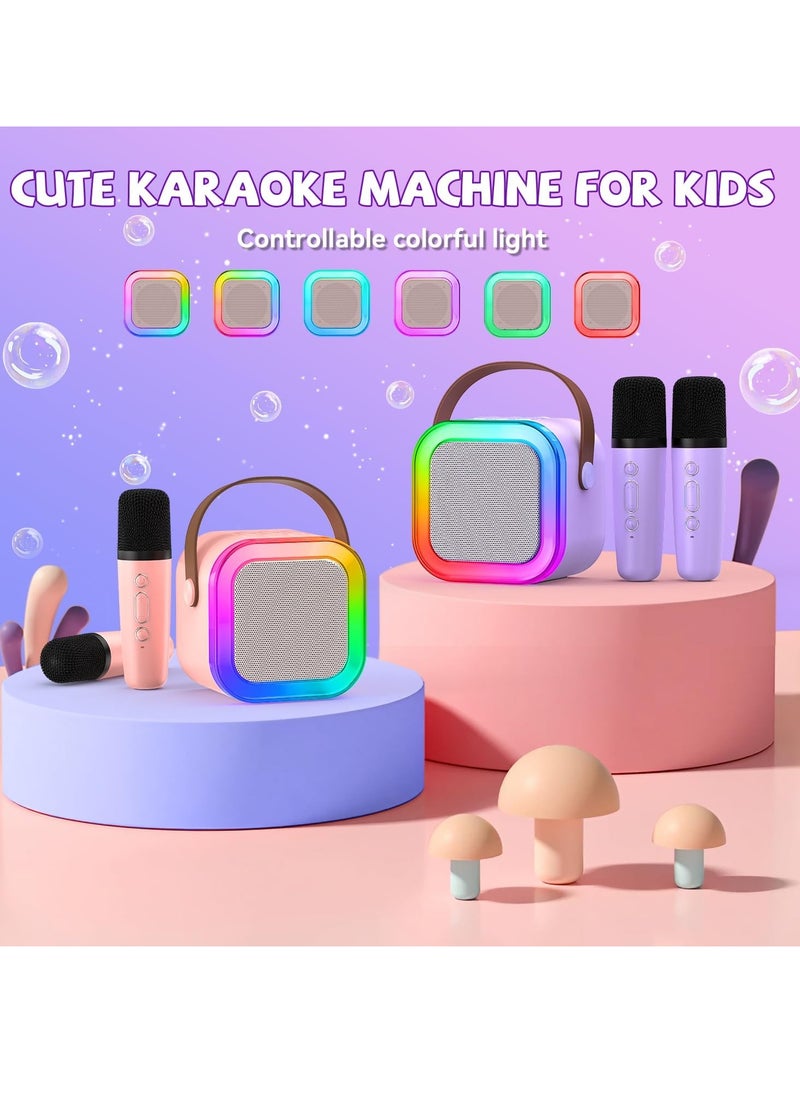 LIVVY Mini Karaoke Machine for Kids Girls,Toys Birthday Gifts for Ages 4 5 6 7 8+ Year Old,Protable Bluetooth Speaker with 2 Wireless Microphone for Singing Party Outdoor Play (Pink)  - Image 5