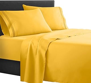 Clara Clark Clara Clark Supreme 1500 Collection 4pc Bed Sheet Set - Queen Size, Yellow  - Image 1