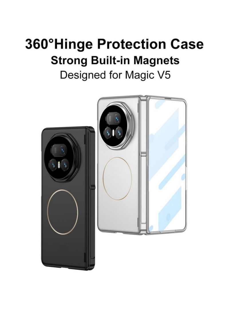 اووكاي جراب متوافق مع Honor Magic V5 مع واقي شاشة ومفصلة مغناطيسية، غطاء حماية شامل مقاوم للصدمات مع واقي شاشة مدمج [حامل] [شحن لاسلكي] (ذهبي) - Image 5