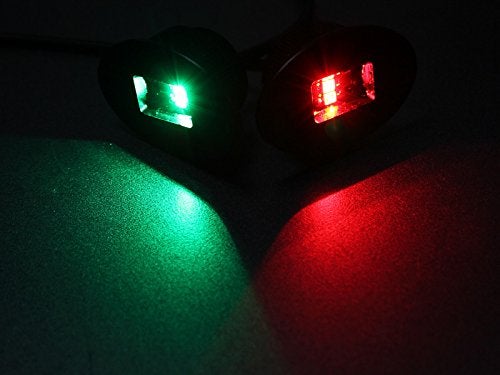 Oznium Brightest 2 Mile LED Boat Navigation Lights Pair. Flush Mount, USCG 112.5 Degree 2nm boating nav light for pontoon boat, yacht, kayak, air boats, marine. 1 Red Portside, 1 Green Starboard (Black) - Image 4