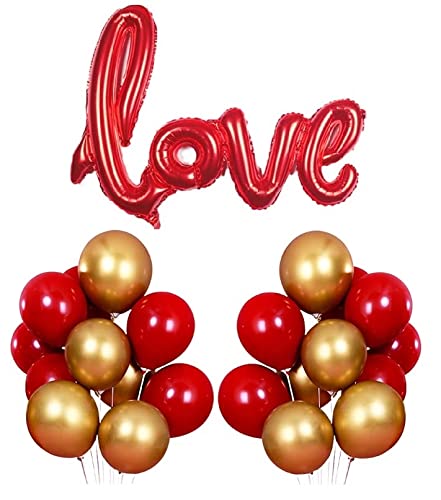 HK Balloons Heart Shaped Balloon Birthday, Anniversary, Valentine Balloons for Decoration, (Pack of 31 love and balloons) - Image 4