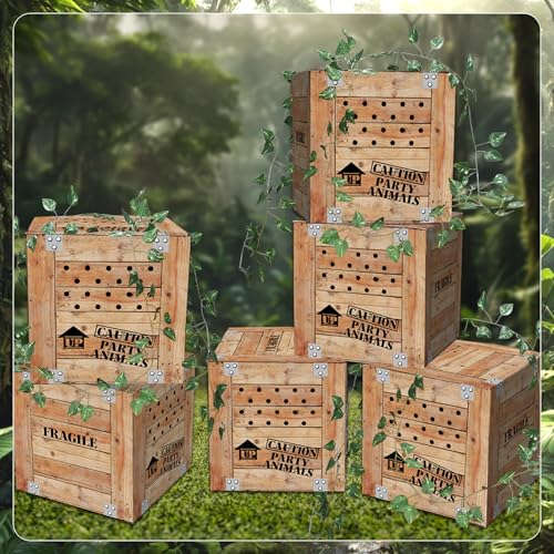 Jiytivity 6 PCS Jungle Party Boxes 12 x 12 x 12 Inch Safari Animal Boxes Jungle Party Favor Letter Boxes for Baby Shower Gender Reveal Birthday Supplies Tropical Woodland Zoo Wild Animal Decoration Gifts - Image 4