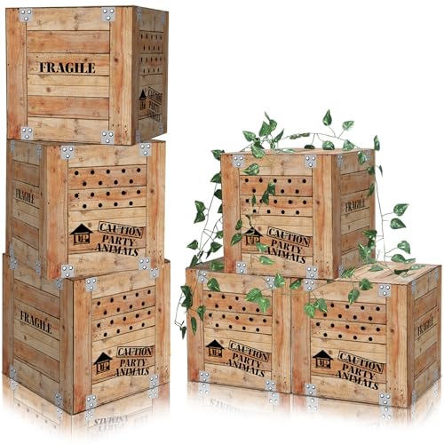 Jiytivity 6 PCS Jungle Party Boxes 12 x 12 x 12 Inch Safari Animal Boxes Jungle Party Favor Letter Boxes for Baby Shower Gender Reveal Birthday Supplies Tropical Woodland Zoo Wild Animal Decoration Gifts - Image 1