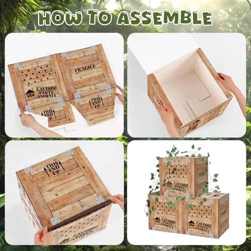 Jiytivity 6 PCS Jungle Party Boxes 12 x 12 x 12 Inch Safari Animal Boxes Jungle Party Favor Letter Boxes for Baby Shower Gender Reveal Birthday Supplies Tropical Woodland Zoo Wild Animal Decoration Gifts - Image 3