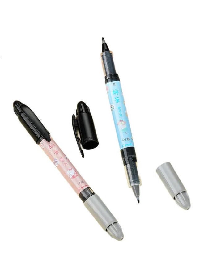Pilot Instant Pen New Fiber Quick-Drying Soft Pen, Calligraphy Practice Small Regular Script, Sanrio Series Lsvs-Fdms23, M-Bite, Black - Image 1