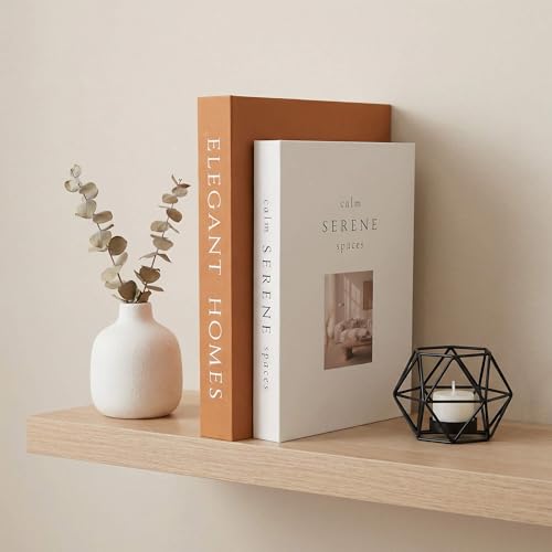MAOBUYOU Decorative Books Set of 2, Faux Books Storage Box, Modern Home Decor for Coffee Table, Bookshelf, Mantel (Brown-Beige) - Image 3