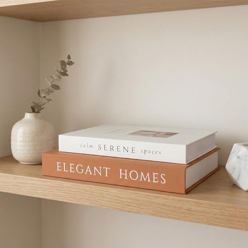 MAOBUYOU Decorative Books Set of 2, Faux Books Storage Box, Modern Home Decor for Coffee Table, Bookshelf, Mantel (Brown-Beige) - Image 2