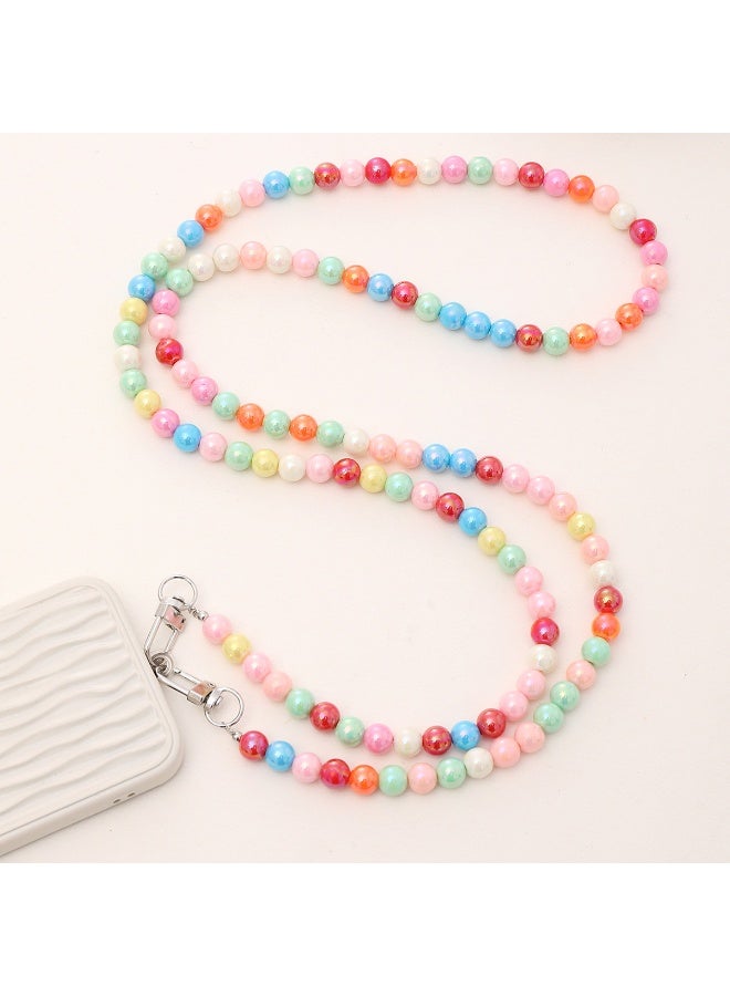 NIBEMINENT Beaded Phone Lanyard, Anti Lost Removable Wrist Strap, Candy Color Acrylic Bracelet Pendant, Phone Keychain Lanyard