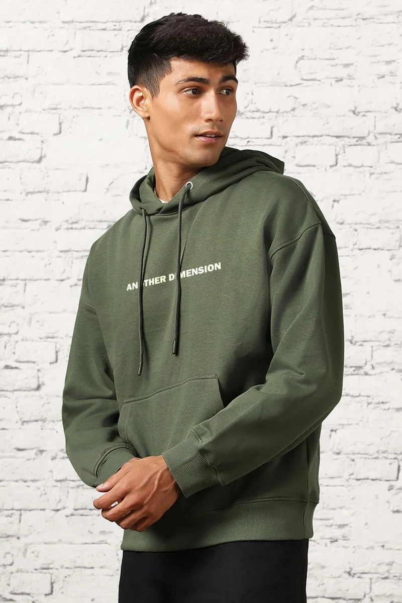 NOBERO Stylish Oversized Hoodie for Men in Olive Green
