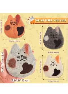 KASTWAVE 4Pack Cat Felt Wool Coasters for Drinks Moisture Absorbent Drink Coasters for Coffee Table Office or Dining Table Perfect Gift for Cat Lovers  - Image 5