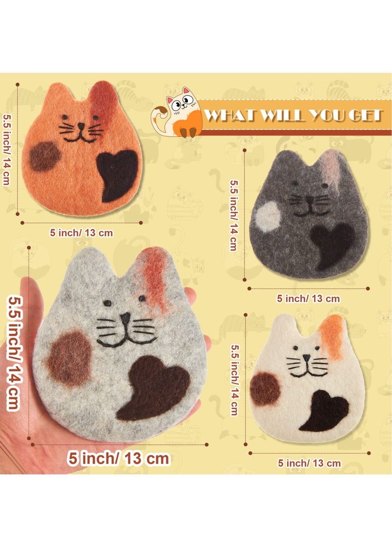 KASTWAVE 4Pack Cat Felt Wool Coasters for Drinks Moisture Absorbent Drink Coasters for Coffee Table Office or Dining Table Perfect Gift for Cat Lovers - Image 5