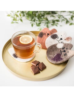 KASTWAVE 4Pack Cat Felt Wool Coasters for Drinks Moisture Absorbent Drink Coasters for Coffee Table Office or Dining Table Perfect Gift for Cat Lovers  - Image 3