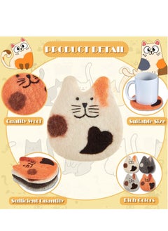 KASTWAVE 4Pack Cat Felt Wool Coasters for Drinks Moisture Absorbent Drink Coasters for Coffee Table Office or Dining Table Perfect Gift for Cat Lovers  - Image 4