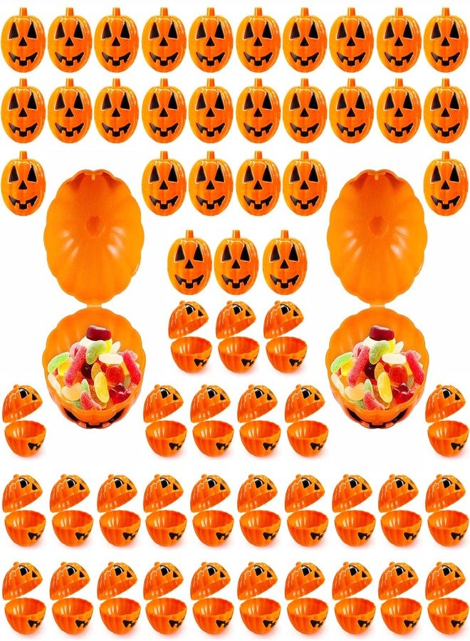 Colodeol 60PCS Halloween Pumpkin Containers Plastic pumpkin Bulk Orange halloween Buckets Halloween Eggs Candy Holder Mini pumpkins for Egg Hunt Treats - Image 1