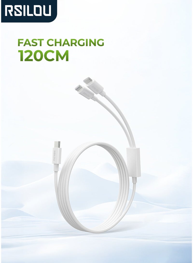 RSILOU-R2024 2-in-1 Fast Charging & Data Cable – 120cm, Type-C to Type-C & Lightning, Tangle-Free, Quick Charge & Data Transfer - Image 1