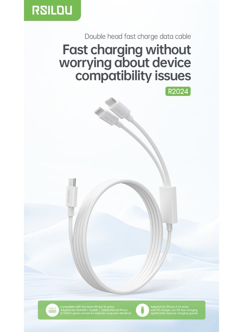 RSILOU-R2024 2-in-1 Fast Charging & Data Cable – 120cm, Type-C to Type-C & Lightning, Tangle-Free, Quick Charge & Data Transfer - Image 5