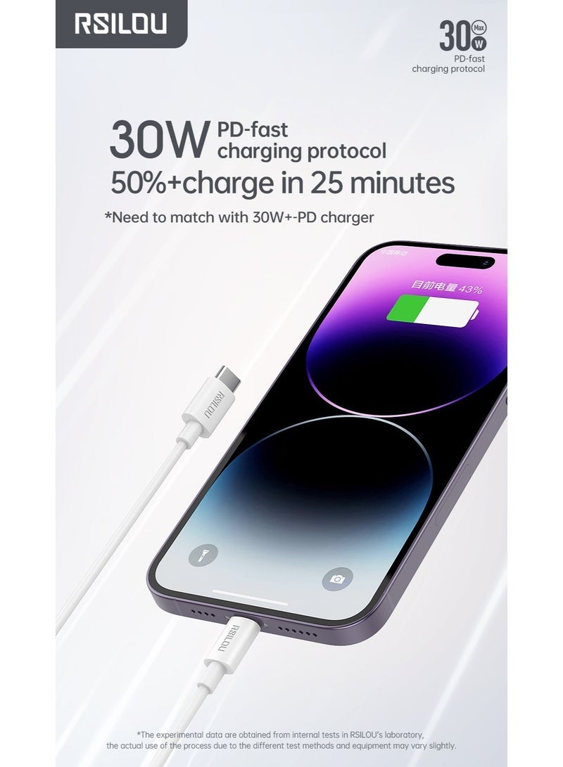 RSILOU-R2024 2-in-1 Fast Charging & Data Cable – 120cm, Type-C to Type-C & Lightning, Tangle-Free, Quick Charge & Data Transfer - Image 4