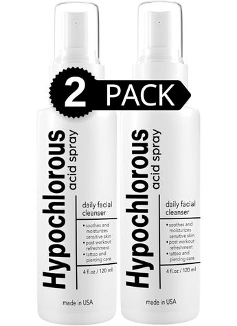 BodyJ4You BodyJ4You 002 HOCl Mist Hypochlorous Acid Spray Face Body  Soothing Toner Sensitive Skin  Help Reduce Redness Breakouts  Hypoallergenic pH Balancing  Tattoo Piercing Aftercare  Pack of 2 