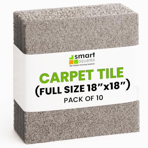 SMART SQUARES THE SIMPLE FLOORING SOLUTION Smart Squares in A Snap Premium Made in The USA Carpet Tiles 18x18 Inch, Soft Padded, Seamless Appearance, Peel and Stick for Easy DIY Installation (10 Tiles - 22.5 Sq Ft, 956 Bayside) - Image 1