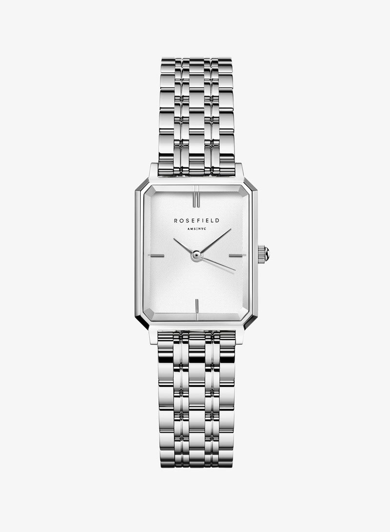 Rosefield Octagon XS White Sunray Steel Silver Women Watch - OWGSS-O63 - Image 1