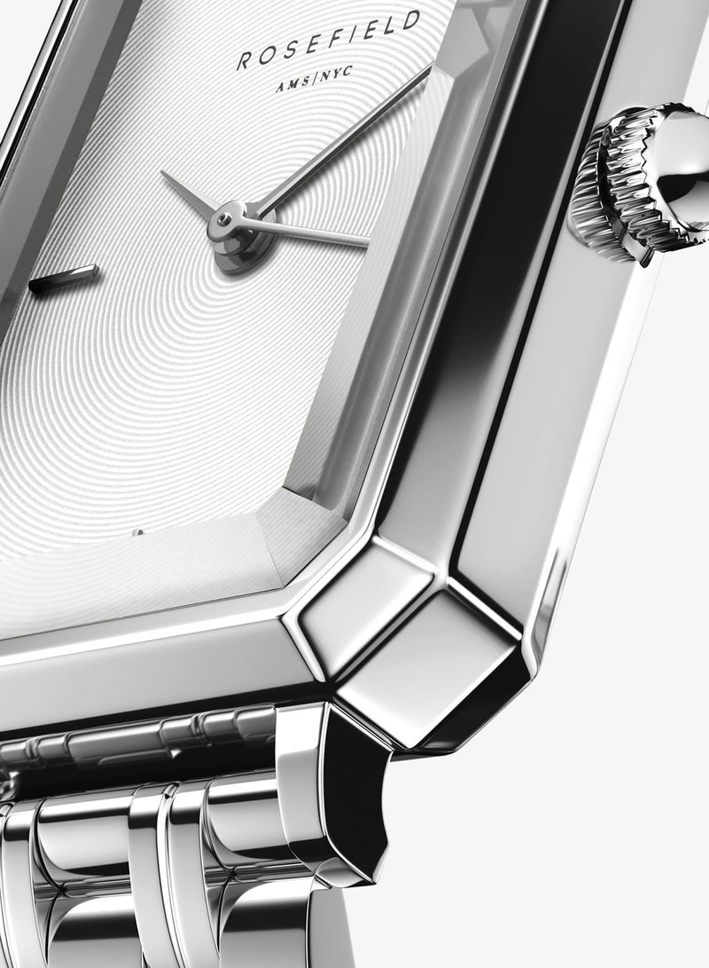 Rosefield Octagon XS White Sunray Steel Silver Women Watch - OWGSS-O63 - Image 2