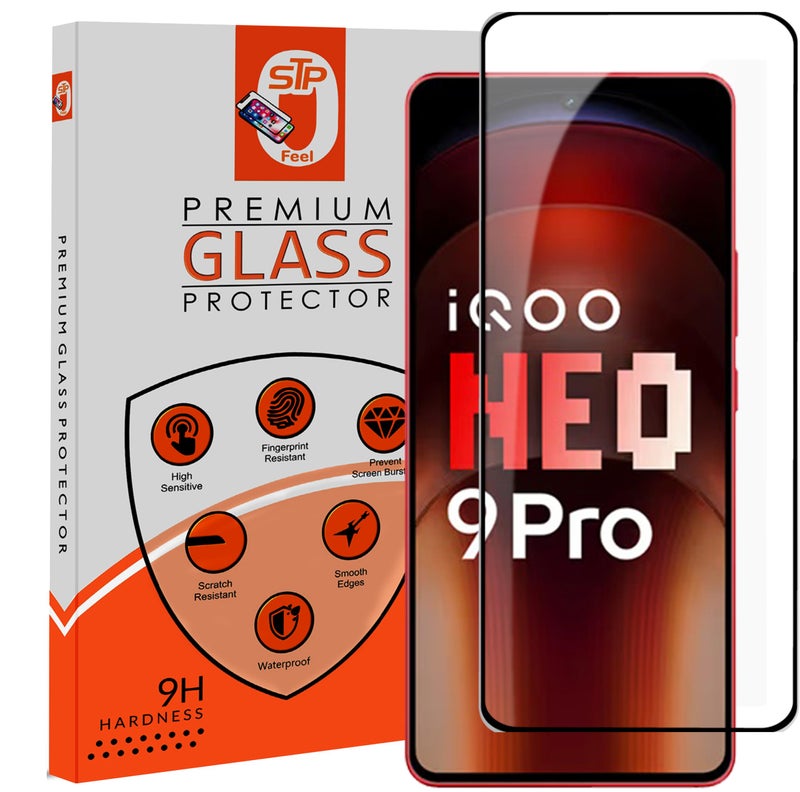 STP FEEL® Premium HD+ Tempered Glass Screen Protector Guard Compatible For IQOO 12 / Neo 9 / Neo 9 Pro (6.78 Inch, Pack of 1) | Edge to Edge Coverage With Easy to installation kit for Smartphone - Image 1